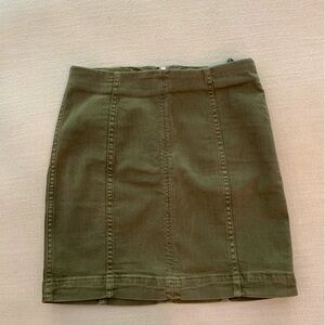 Free People Olive Green Denim Mini Skirt XS